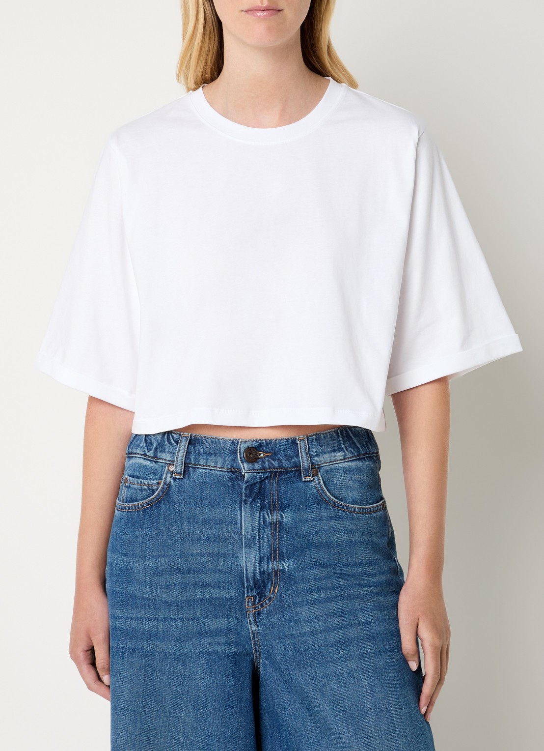 Sessùn Babe cropped T-shirt met ronde hals - detail 4 wit