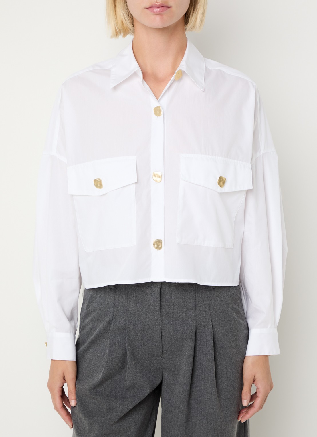 Sessùn Balanca blouse met kraag - detail wit