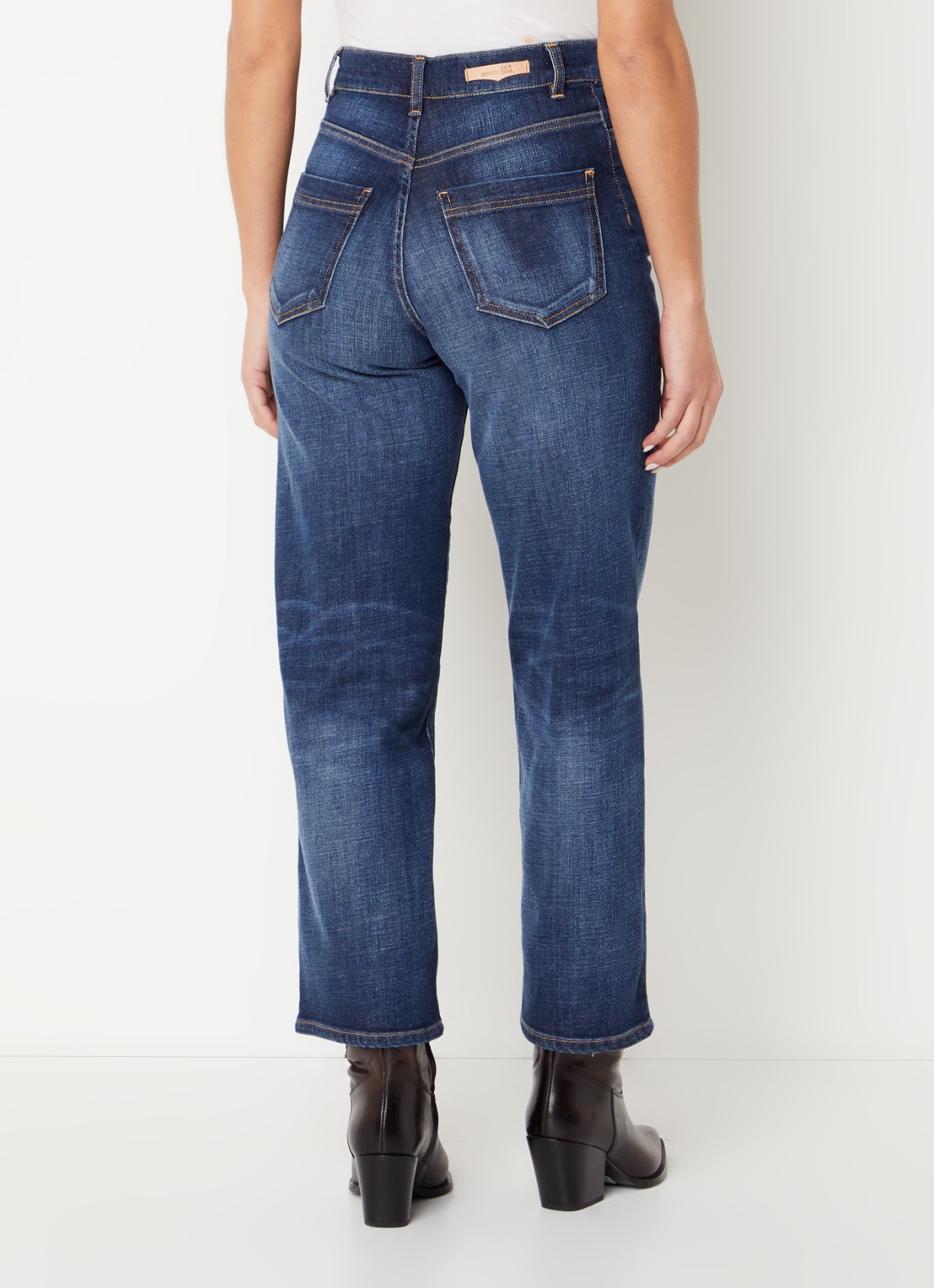 Sessùn Bay Cruise high waist cropped straight leg jeans met donkere wassing - achterkant 5 indigo