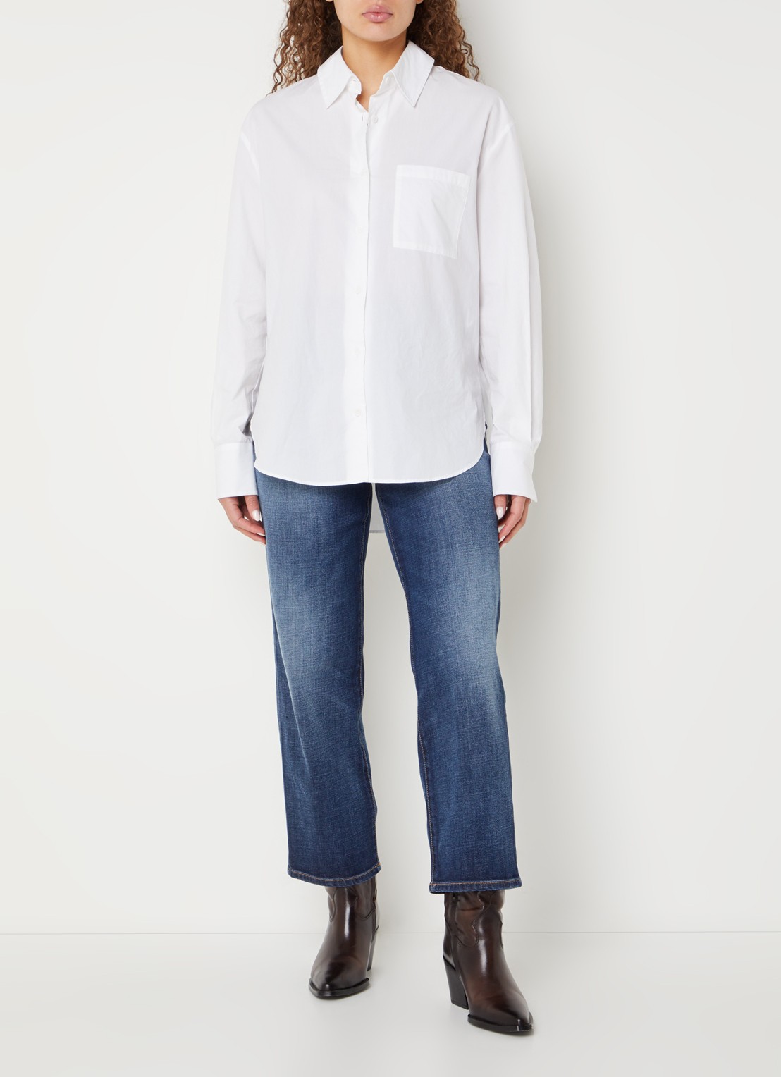 Sessùn Bay Cruise high waist cropped straight leg jeans met donkere wassing - voorkant 2 indigo