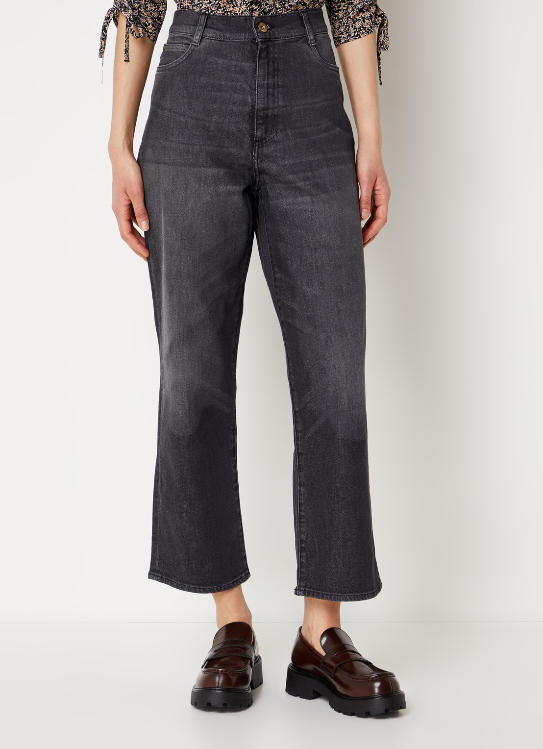 Sessùn Bay Cruise high waist cropped straight leg jeans met gekleurde wassing - detail 2 donkergrijs