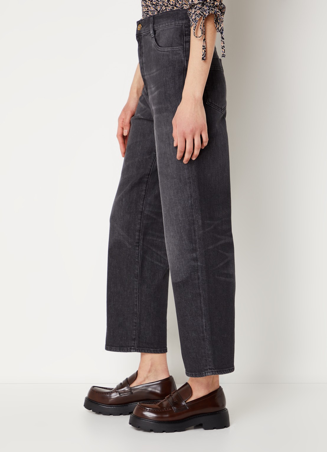 Sessùn Bay Cruise high waist cropped straight leg jeans met gekleurde wassing - detail 3 donkergrijs
