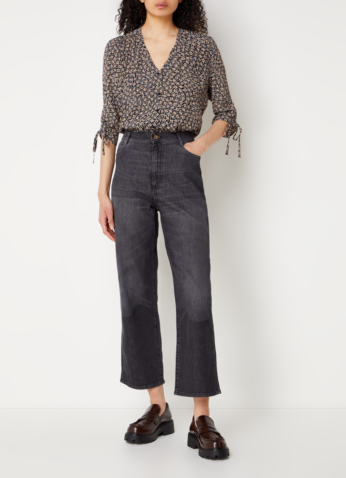 Sessùn Bay Cruise high waist cropped straight leg jeans met gekleurde wassing - voorkant 5 donkergrijs