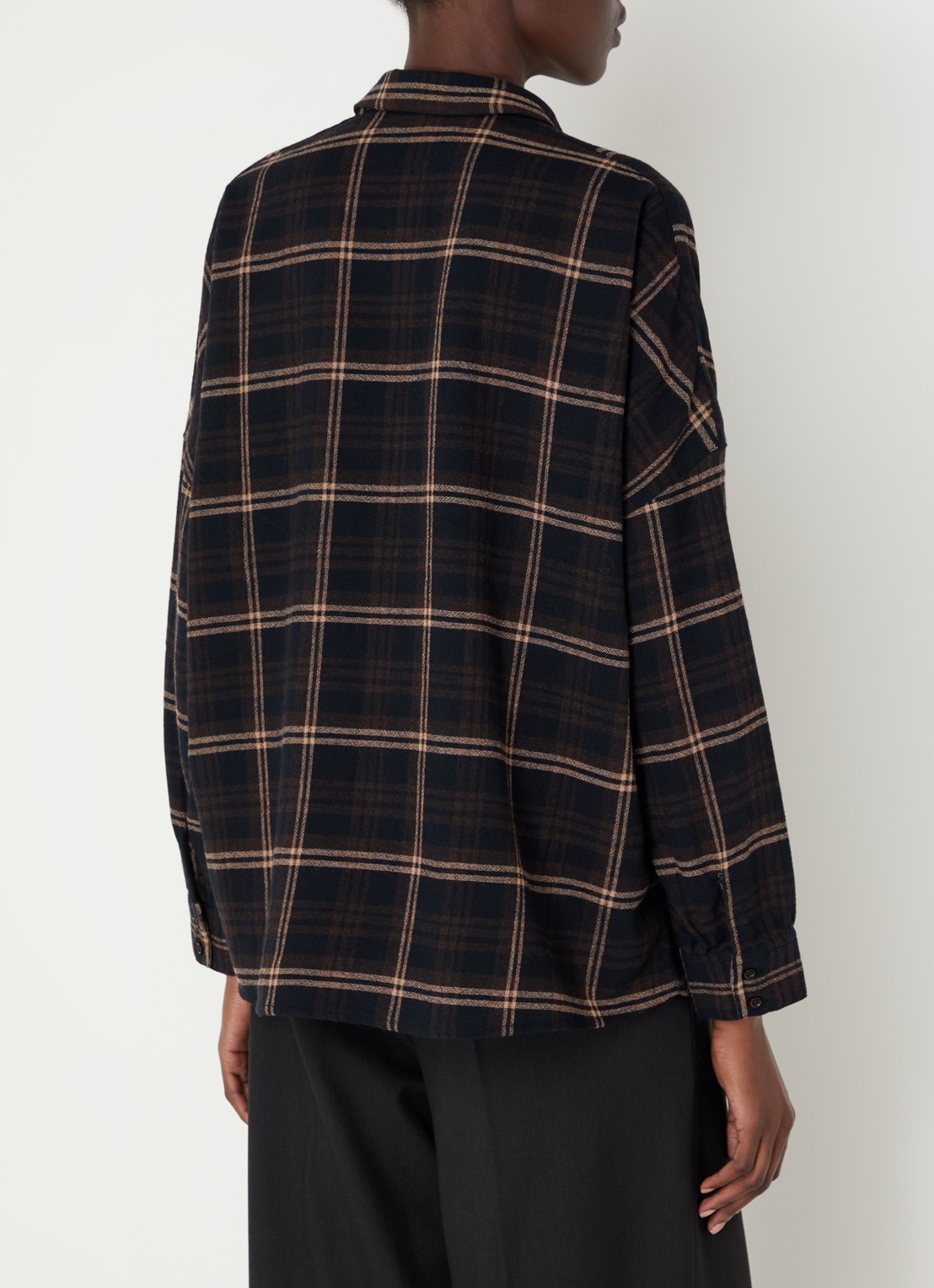 Sessùn Blouse in linnenblend met ruitdessin - achterkant 4 donkerbruin