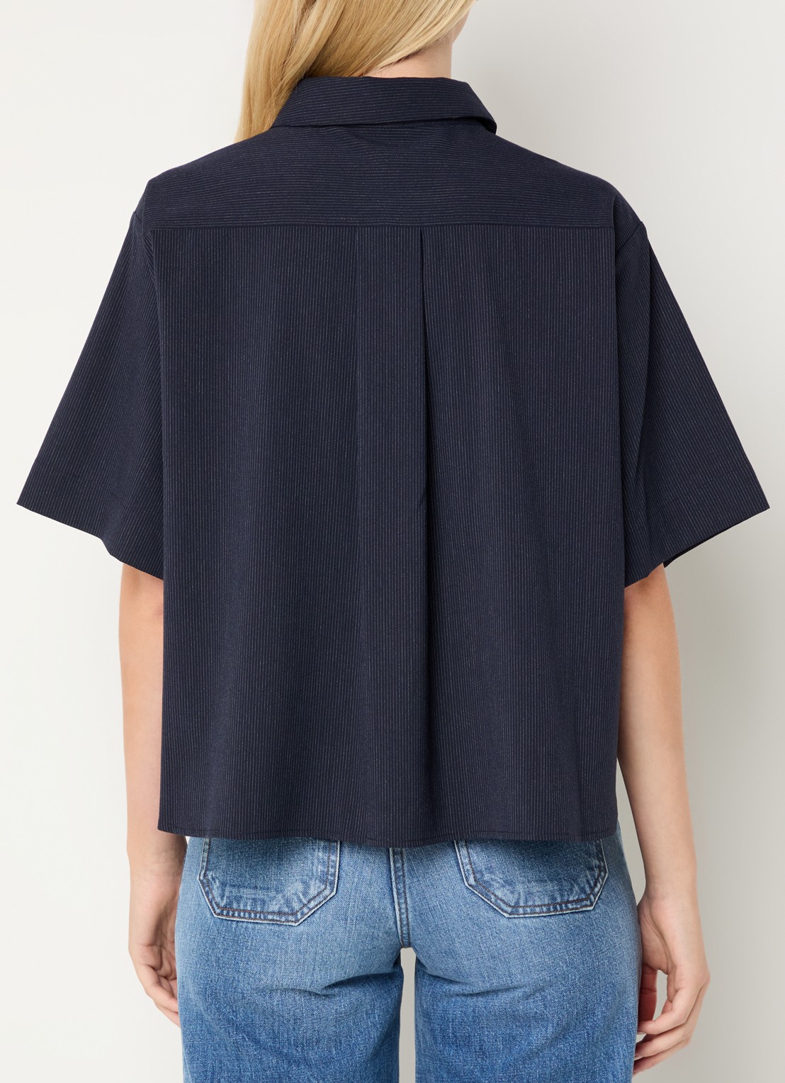 Sessùn Blouse met streepprint - achterkant 4 donkerblauw