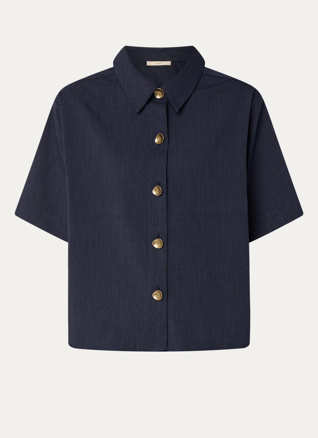 Sessùn Blouse met streepprint - voorkant 2 donkerblauw