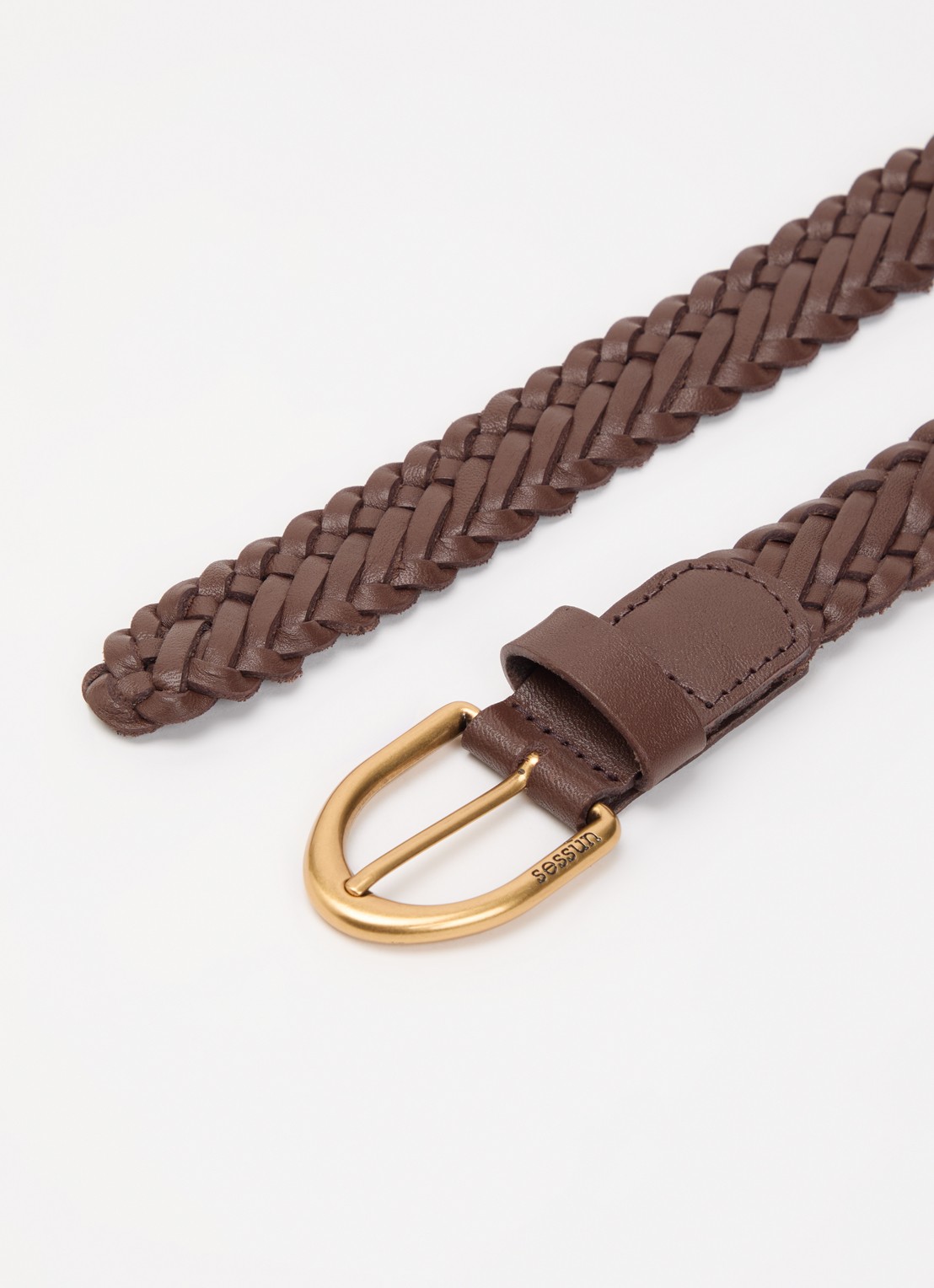 Sessùn Bonito riem van kalfsleer - detail 2 donkerbruin