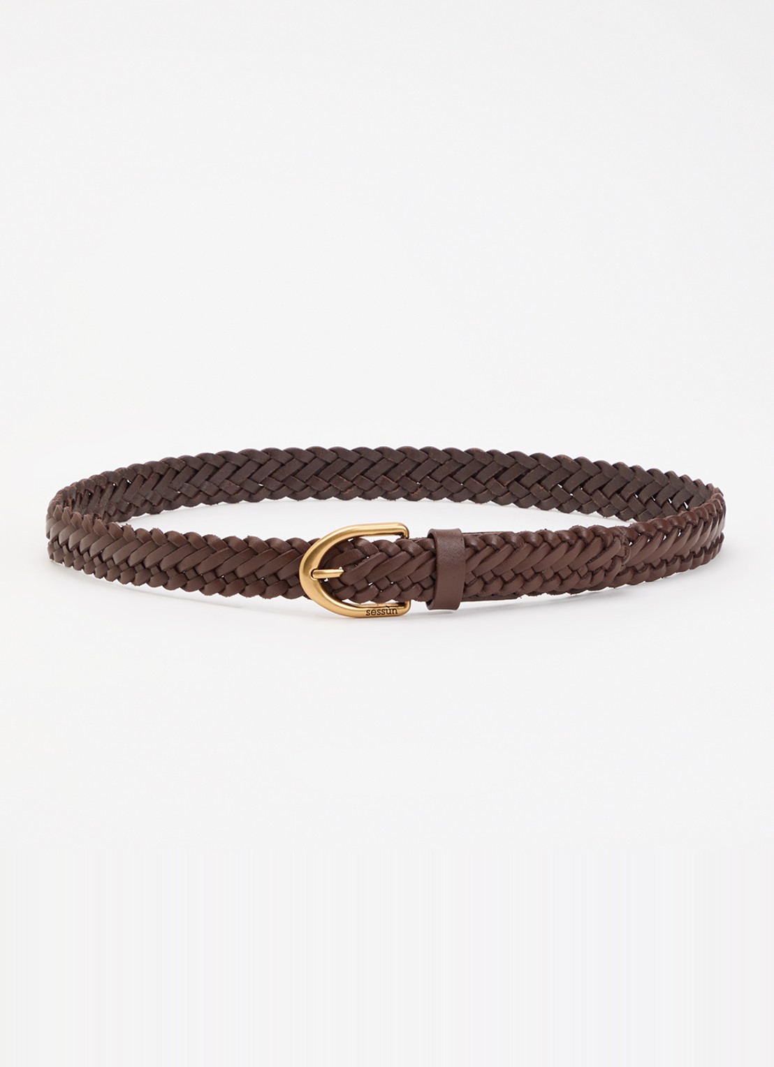 Sessùn Bonito riem van kalfsleer - voorkant donkerbruin