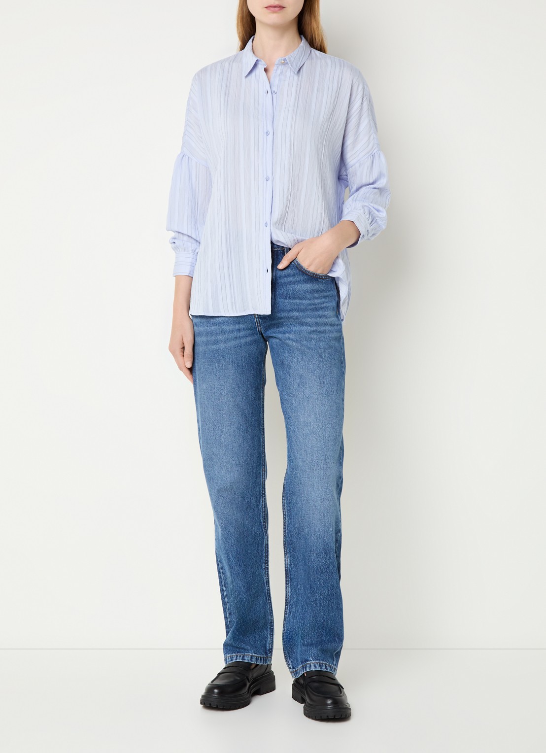 Sessùn Botan blouse met streepprint - voorkant 4 lila