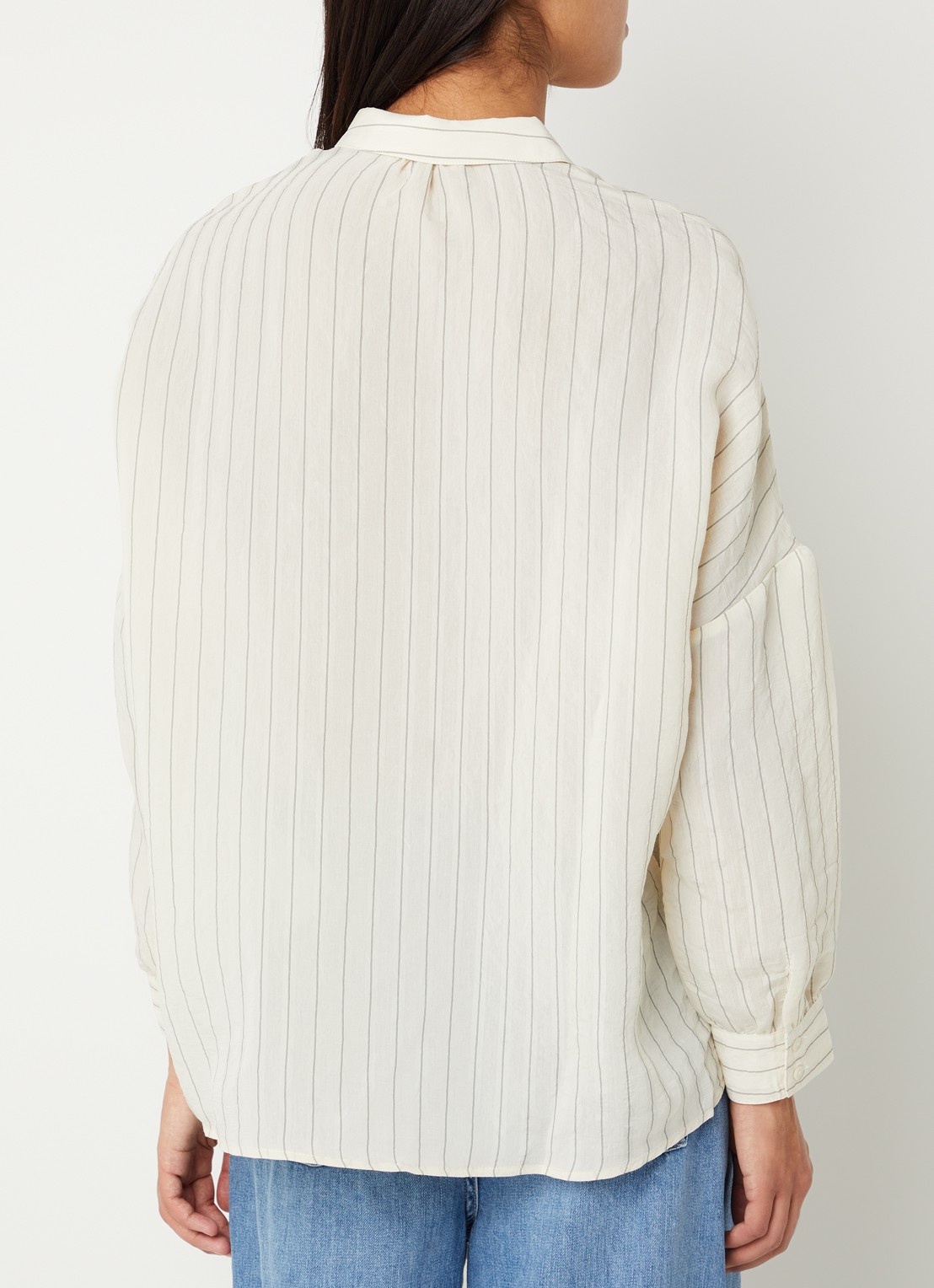 Sessùn Botan blouse met streepprint - achterkant ivoor