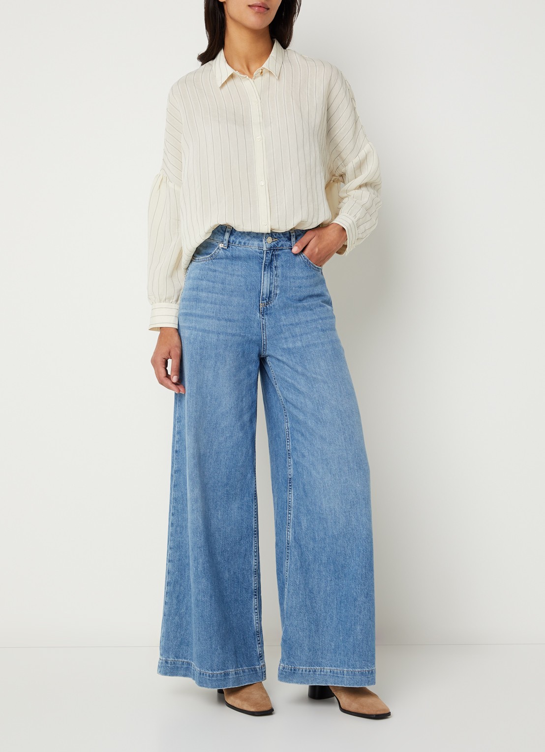 Sessùn Botan blouse met streepprint - voorkant 3 ivoor