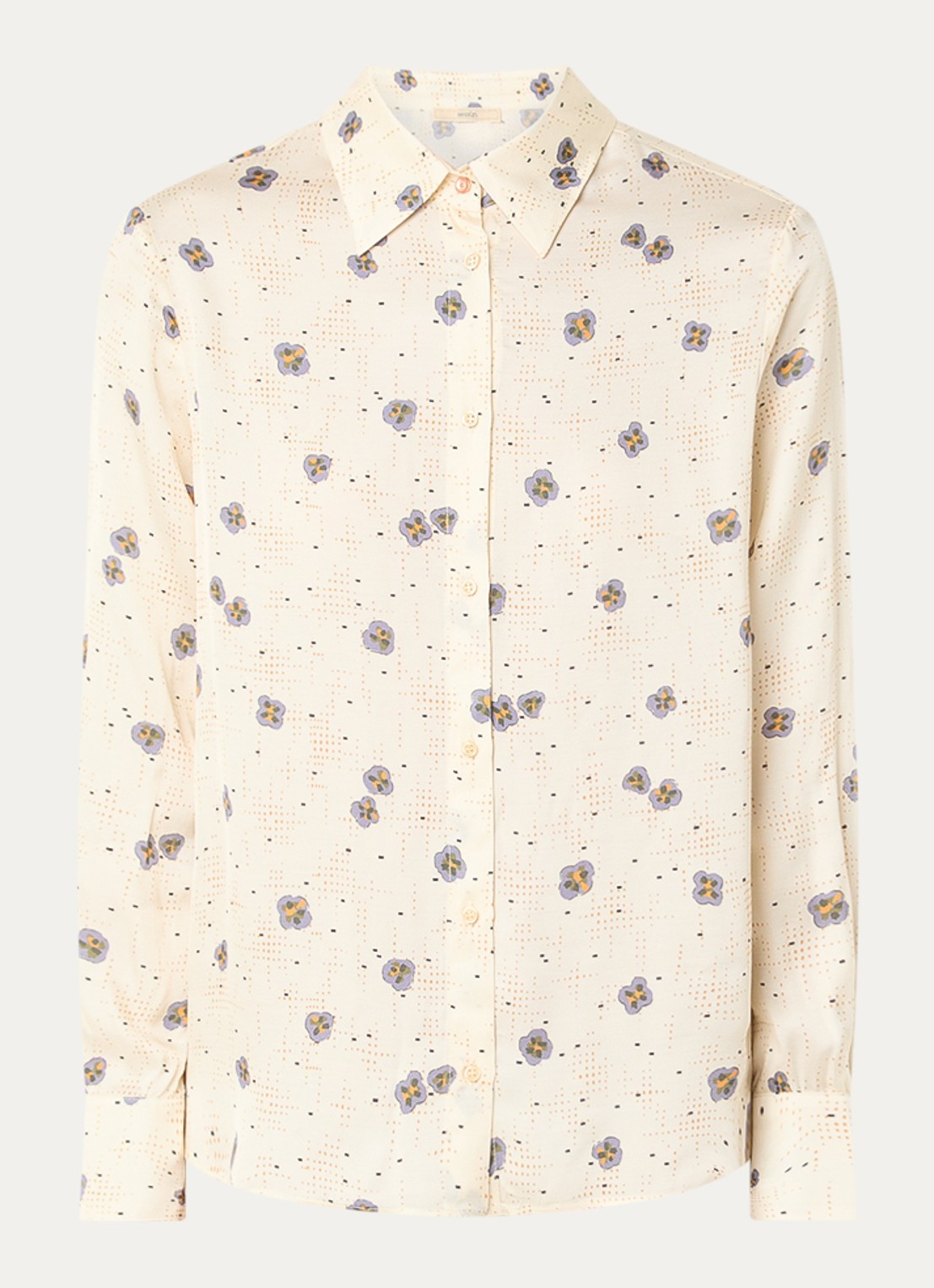 Sessùn Britjet blouse met bloemenprint - voorkant 3 beige