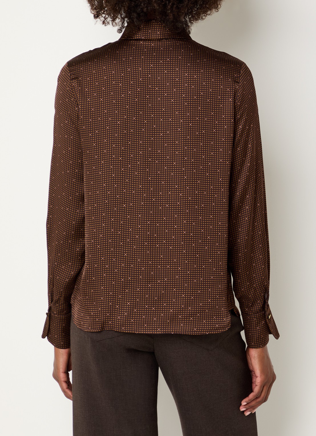 Sessùn Britjet blouse met print - achterkant 4 donkerbruin