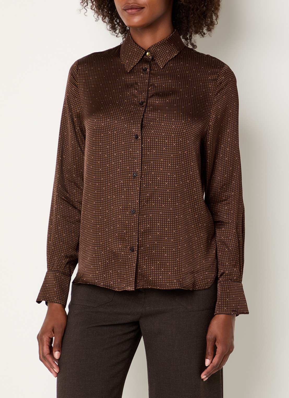 Sessùn Britjet blouse met print - detail 3 donkerbruin