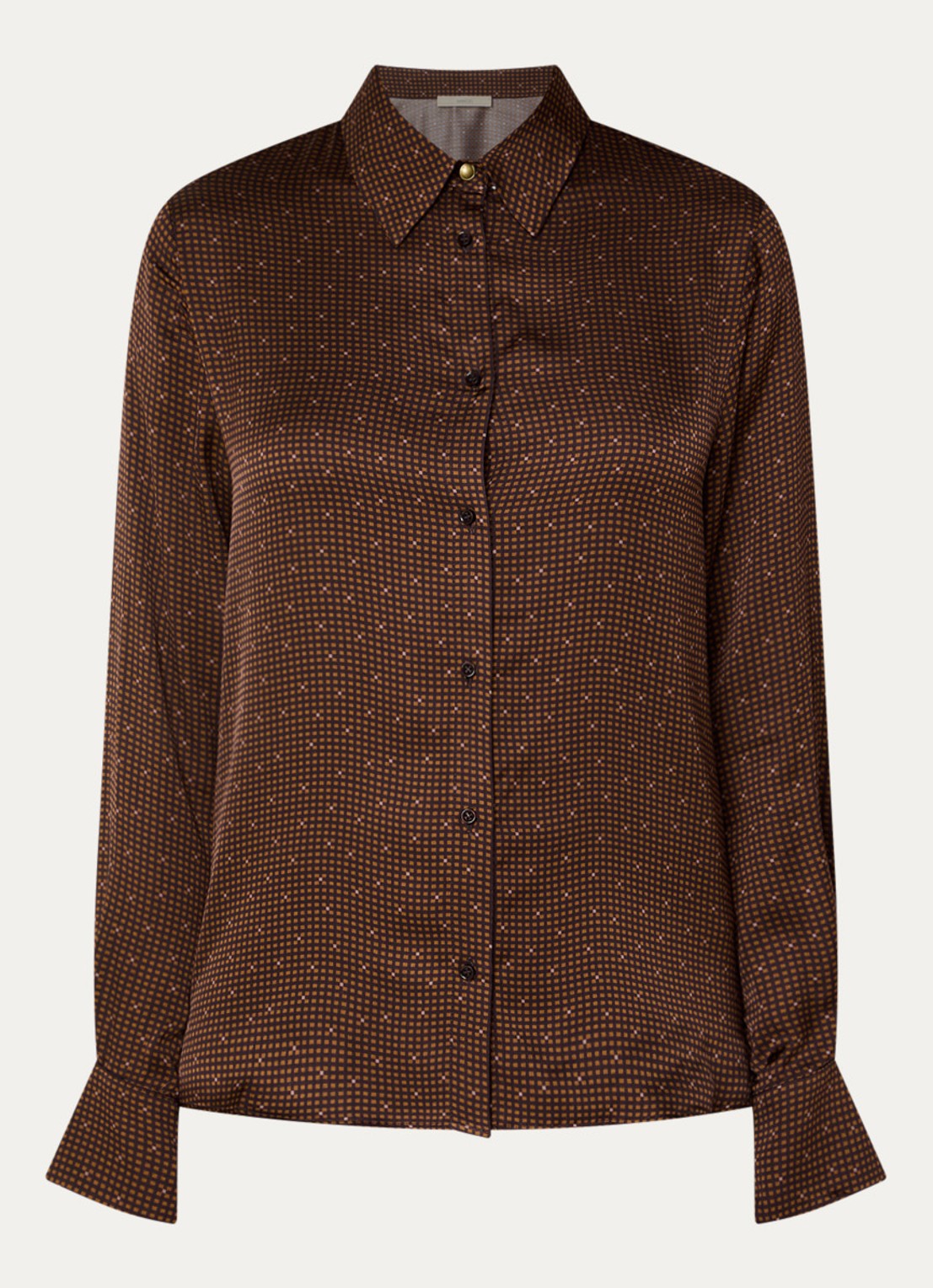 Sessùn Britjet blouse met print - voorkant donkerbruin