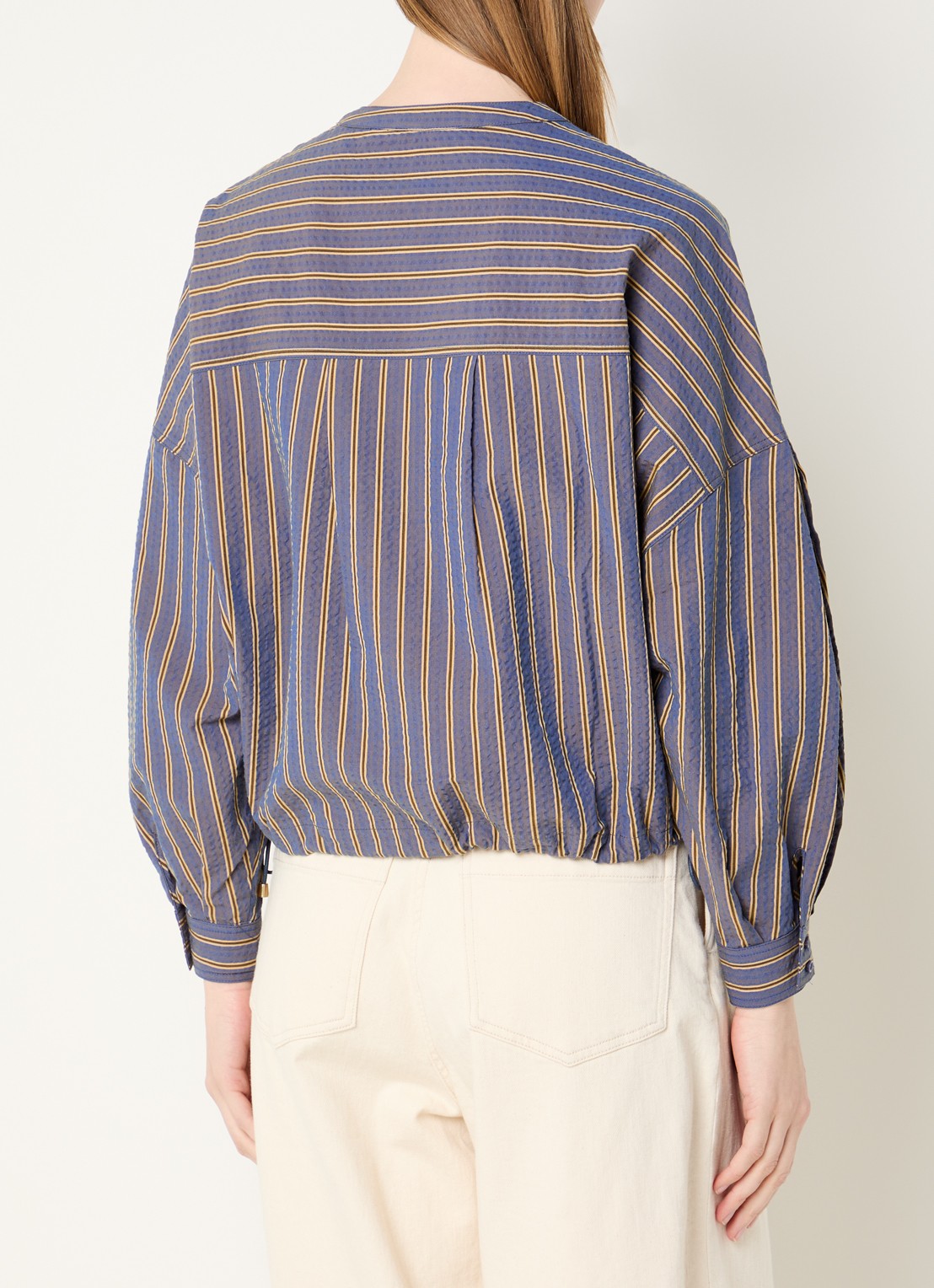 Sessùn Cadaques blouse met streepprint en ballonmouw - achterkant 4 lavendel
