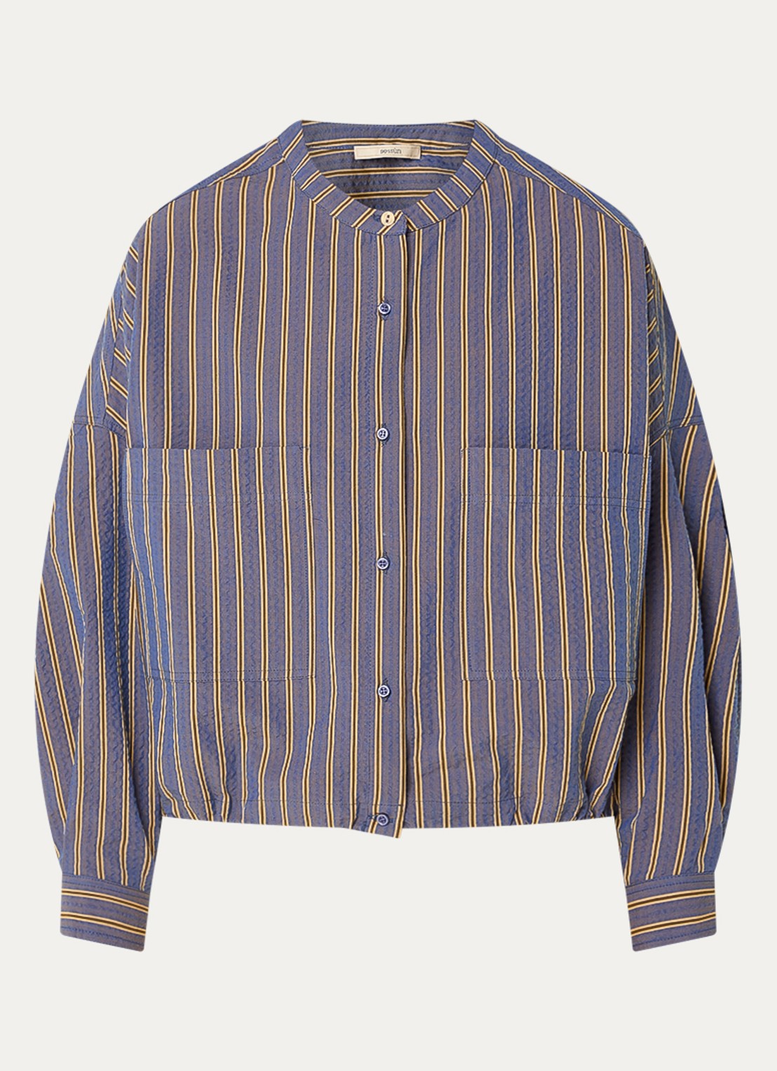 Sessùn Cadaques blouse met streepprint en ballonmouw - voorkant lavendel
