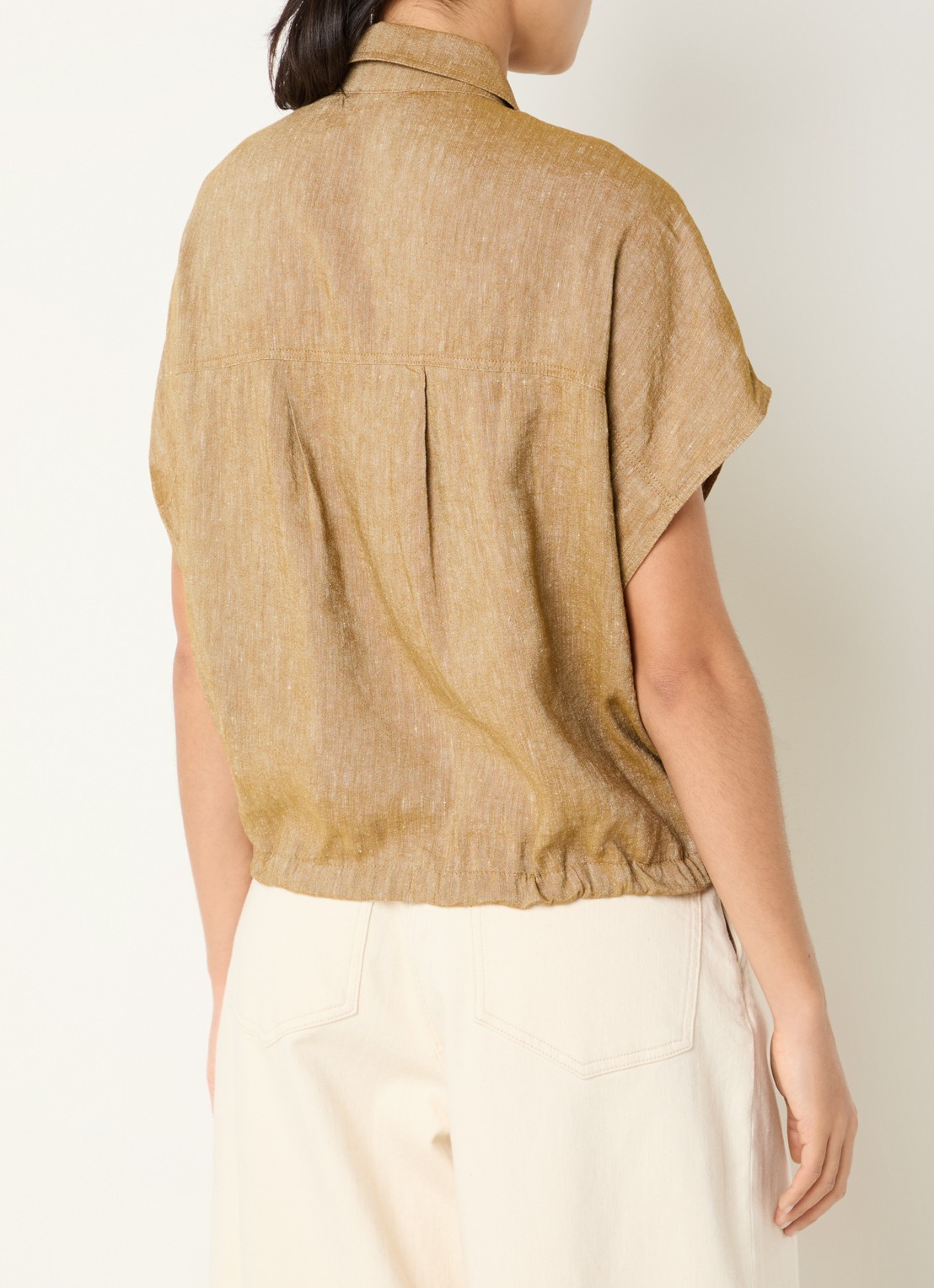 Sessùn Cazaless blouse in linnenblend - achterkant 2 camel