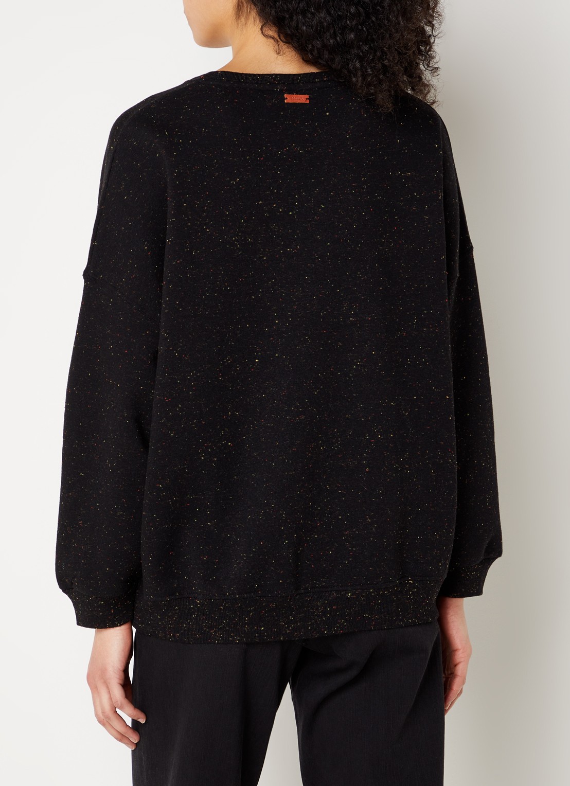 Sessùn Chebbi oversized sweater in linnenblend met gemêleerd dessin - achterkant 4 zwart