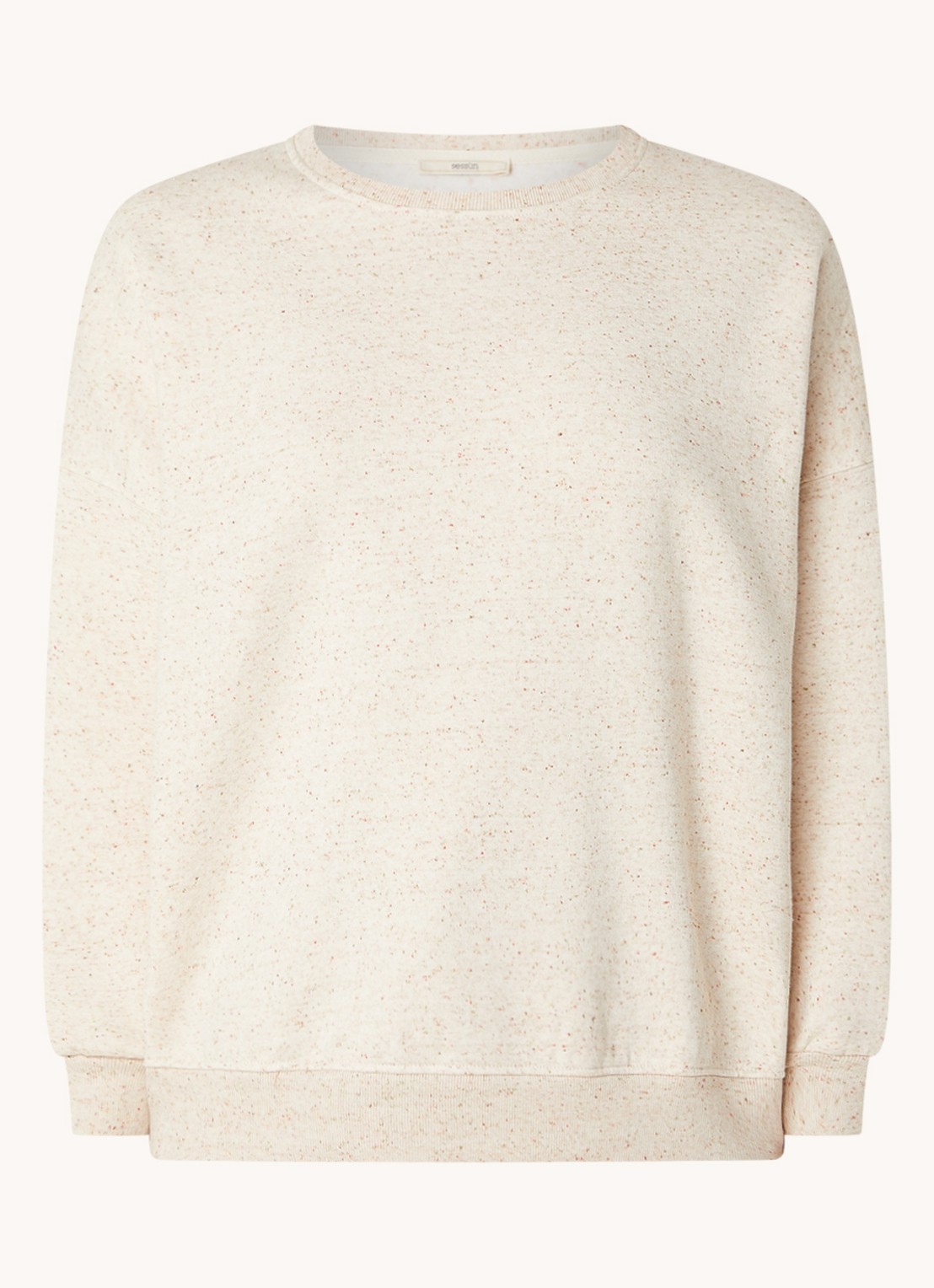 Sessùn Chebbi oversized sweater in linnenblend met gemêleerd dessin - voorkant creme