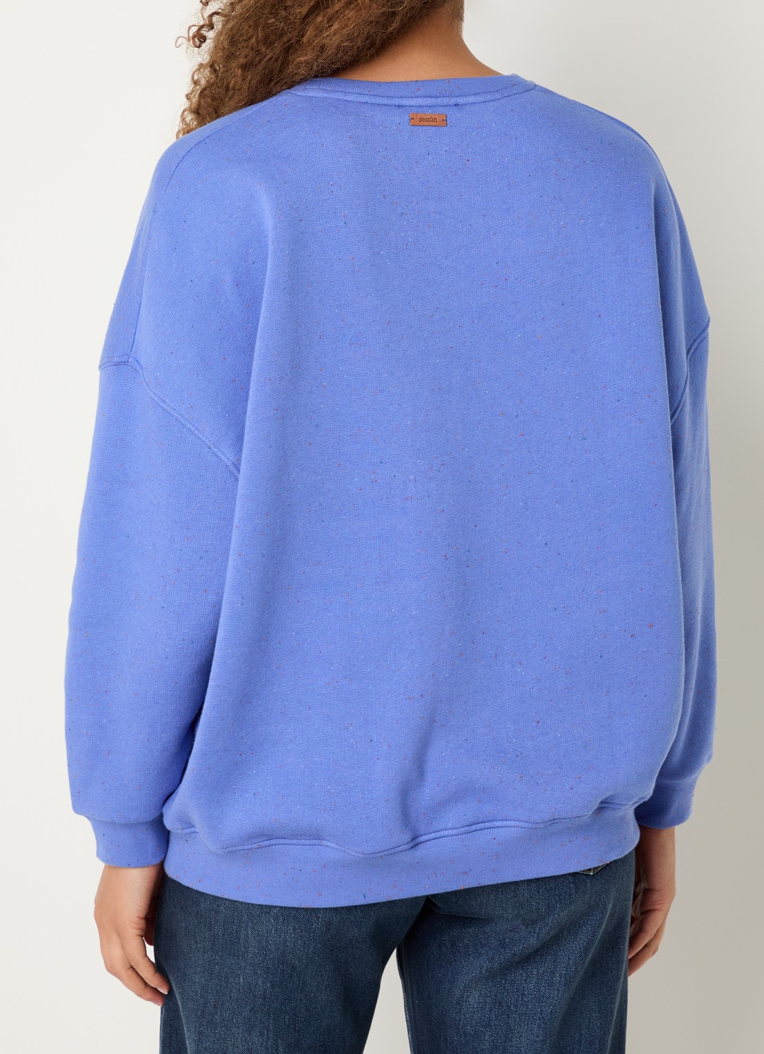 Sessùn Chebbi oversized sweater in linnenblend met gemêleerd dessin - achterkant 4 blauw