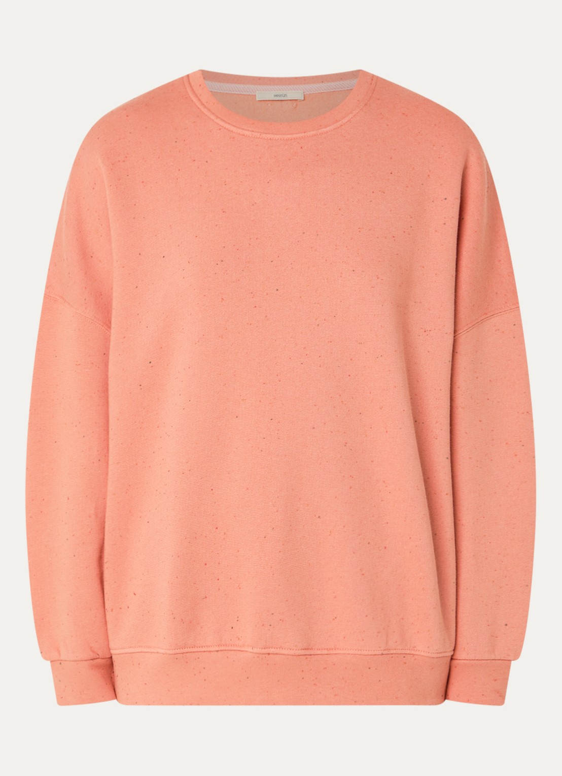 Sessùn Chebbi oversized sweater in linnenblend met gemêleerd dessin - voorkant 2 zalmroze