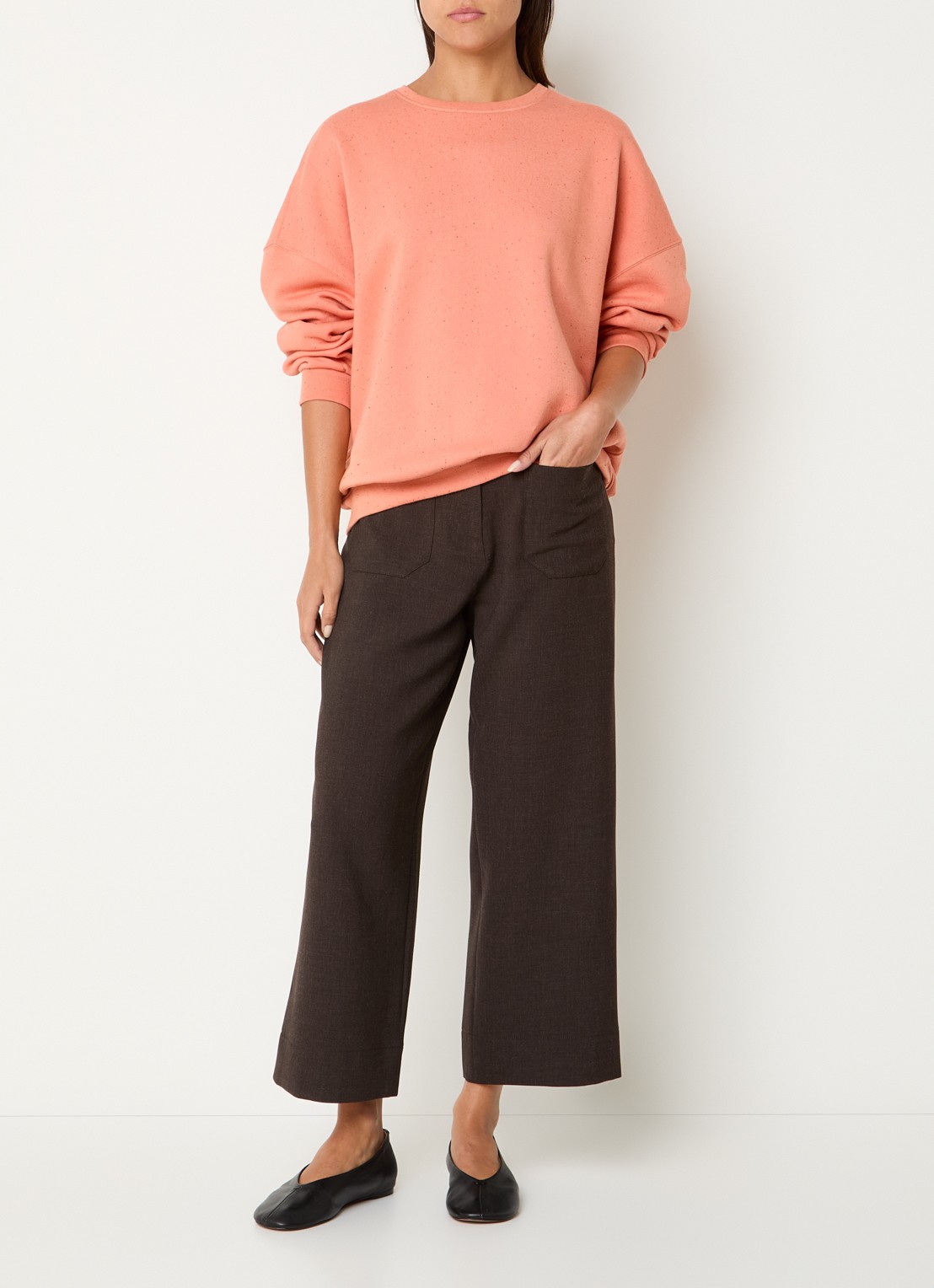 Sessùn Chebbi oversized sweater in linnenblend met gemêleerd dessin - voorkant 3 zalmroze