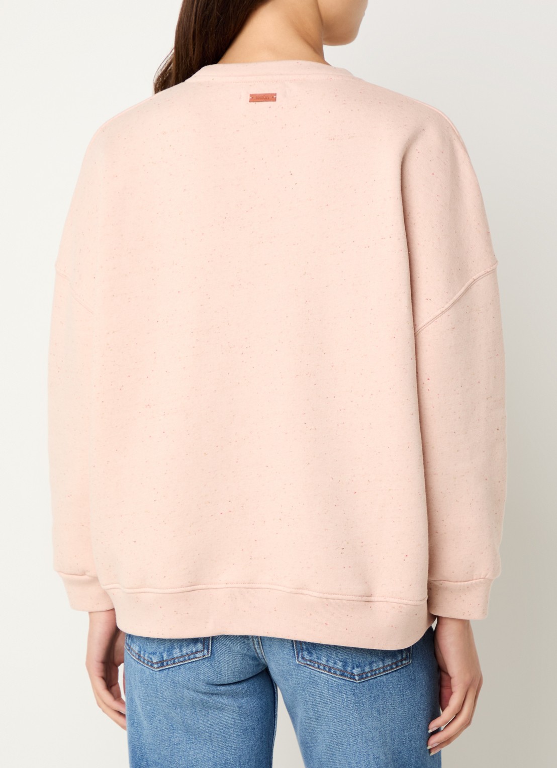 Sessùn Chebbi sweater in linnenblend met ronde hals - achterkant 3 lichtroze