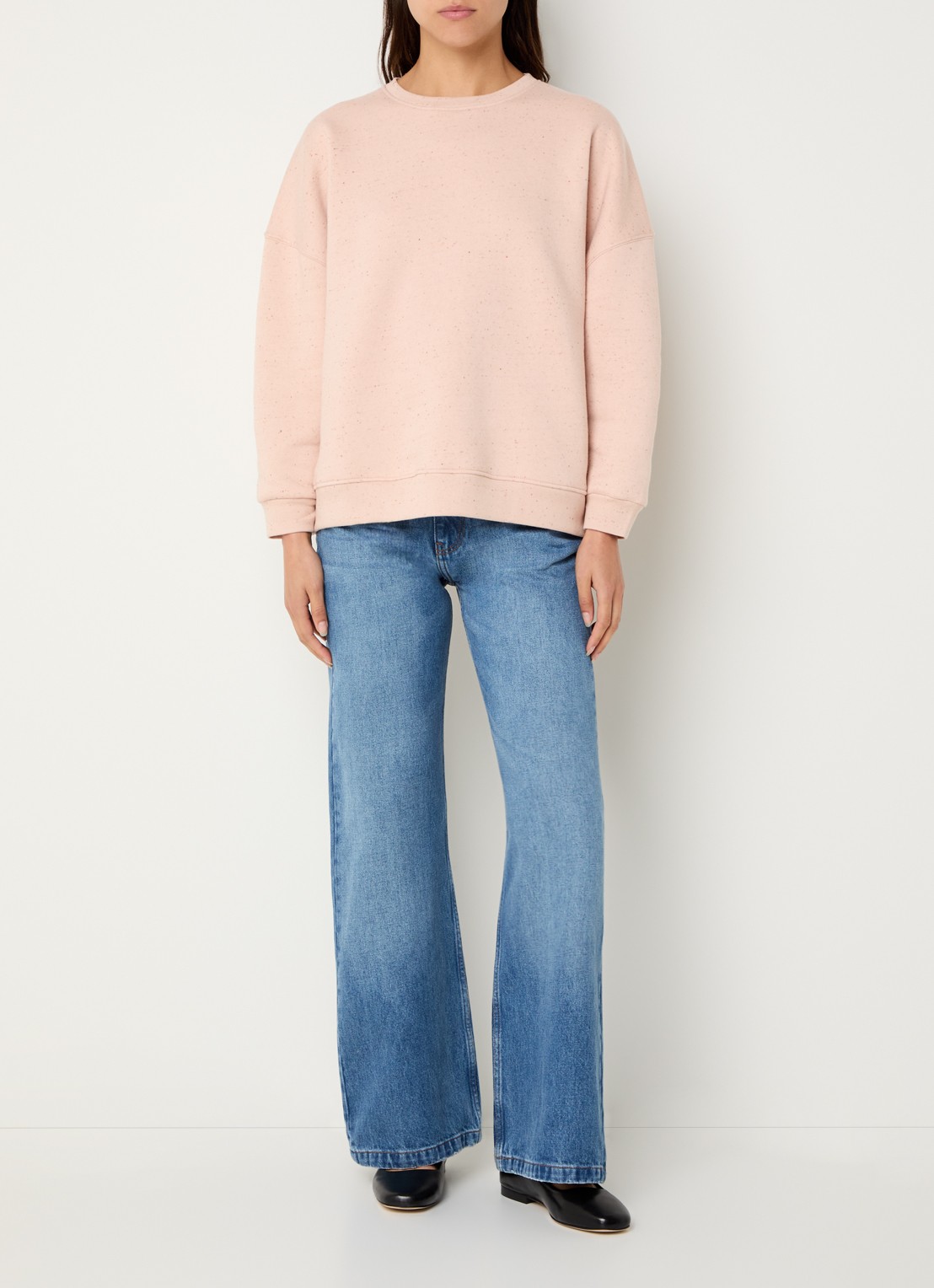 Sessùn Chebbi sweater in linnenblend met ronde hals - voorkant 2 lichtroze
