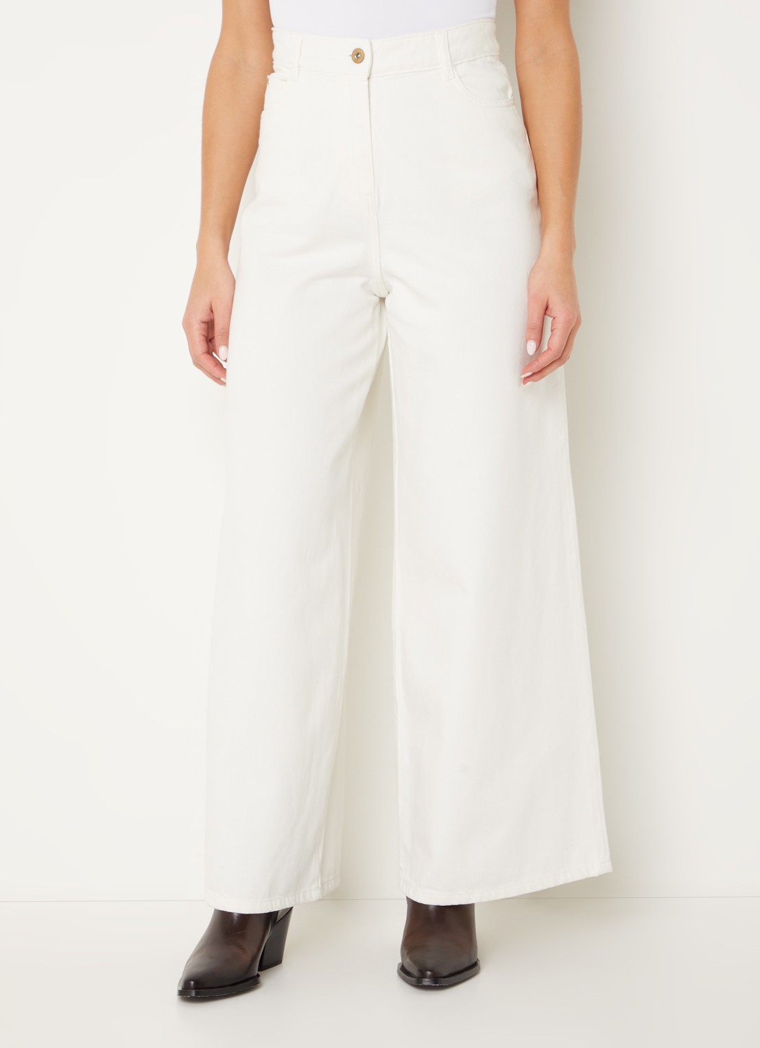 Sessùn Dalt high waist wide leg jeans met gekleurde wassing - detail wit