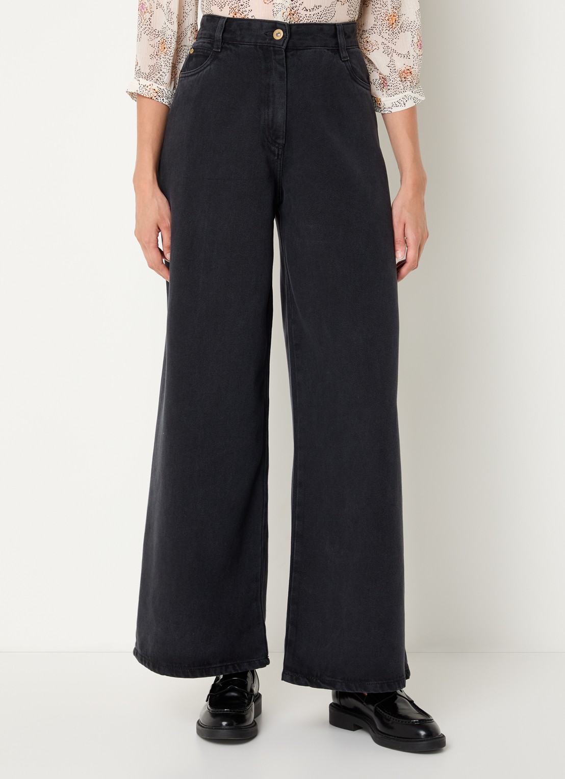 Sessùn Dalt high waist wide leg jeans  - detail 4 antraciet