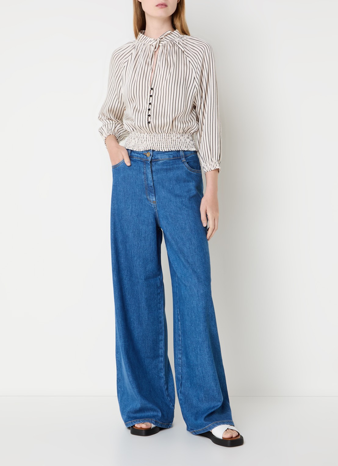 Sessùn Dalt high waist wide leg jeans  - voorkant 4 indigo