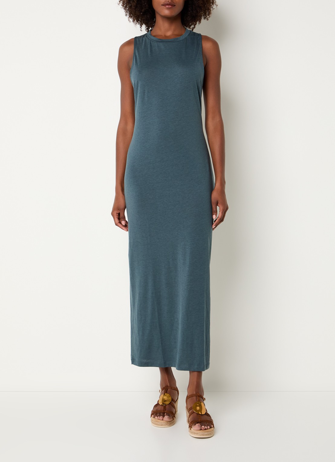 Sessùn Danae maxi jurk van jersey met gemêleerd dessin - detail 3 petrol