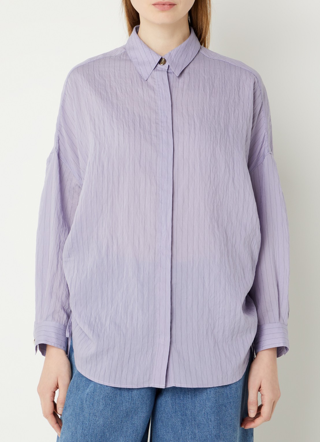 Sessùn Danie blouse met streepprint en gestrikt detail - detail 3 paars