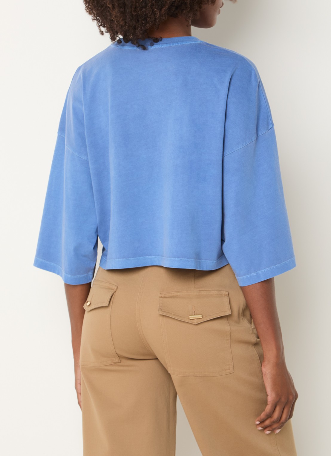 Sessùn Dario cropped T-shirt met stretch - achterkant 4 blauw