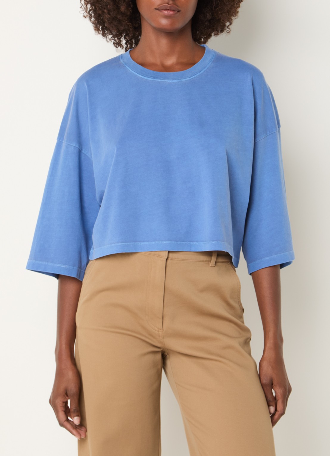 Sessùn Dario cropped T-shirt met stretch - detail 3 blauw