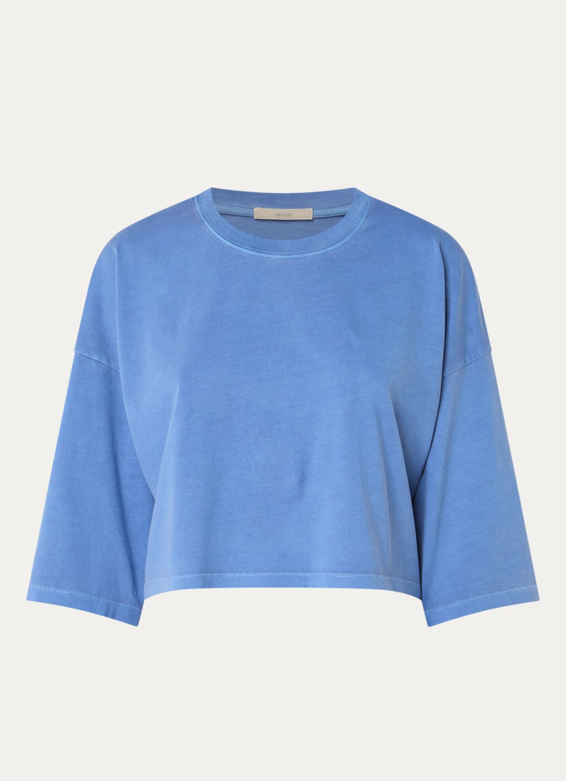 Sessùn Dario cropped T-shirt met stretch - voorkant blauw