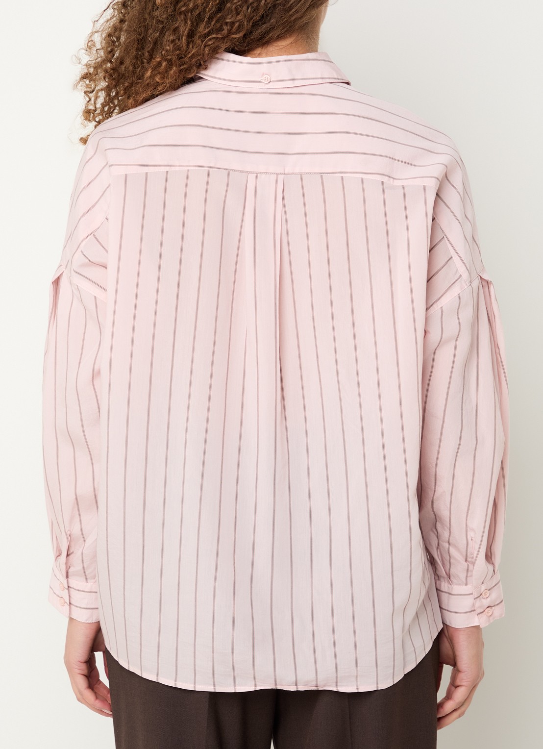 Sessùn Dazik blouse met streepprint - achterkant roze