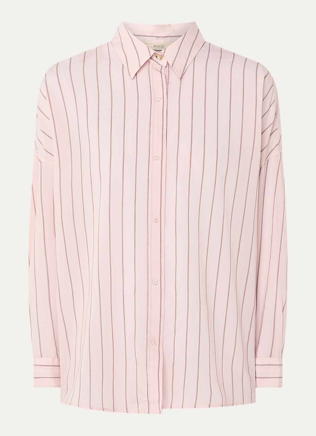 Sessùn Dazik blouse met streepprint - voorkant 3 roze