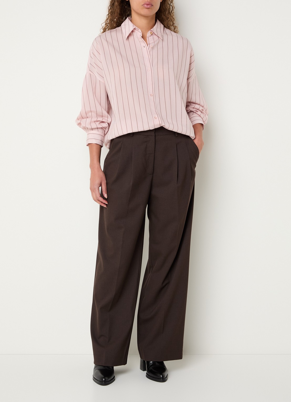 Sessùn Dazik blouse met streepprint - voorkant 4 roze