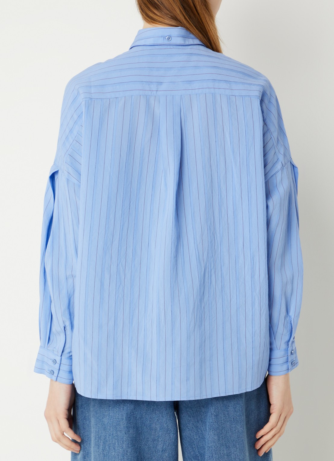 Sessùn Dazik blouse met streepprint - achterkant blauw
