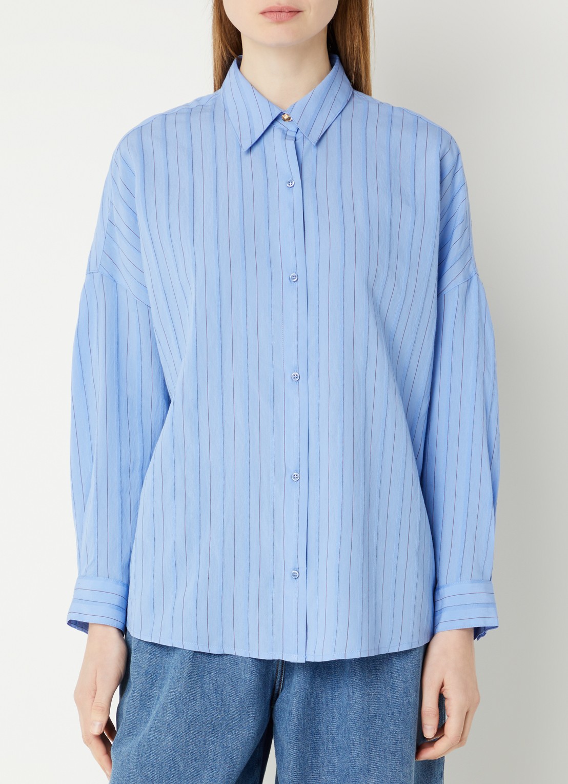 Sessùn Dazik blouse met streepprint - detail 4 blauw