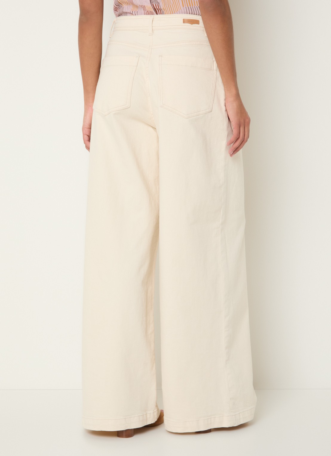 Sessùn Diegui high waist wide fit palazzo broek van denim - achterkant 4 creme