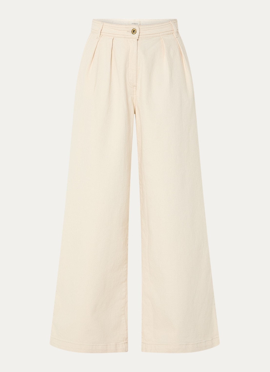 Sessùn Diegui high waist wide fit palazzo broek van denim - voorkant 2 creme