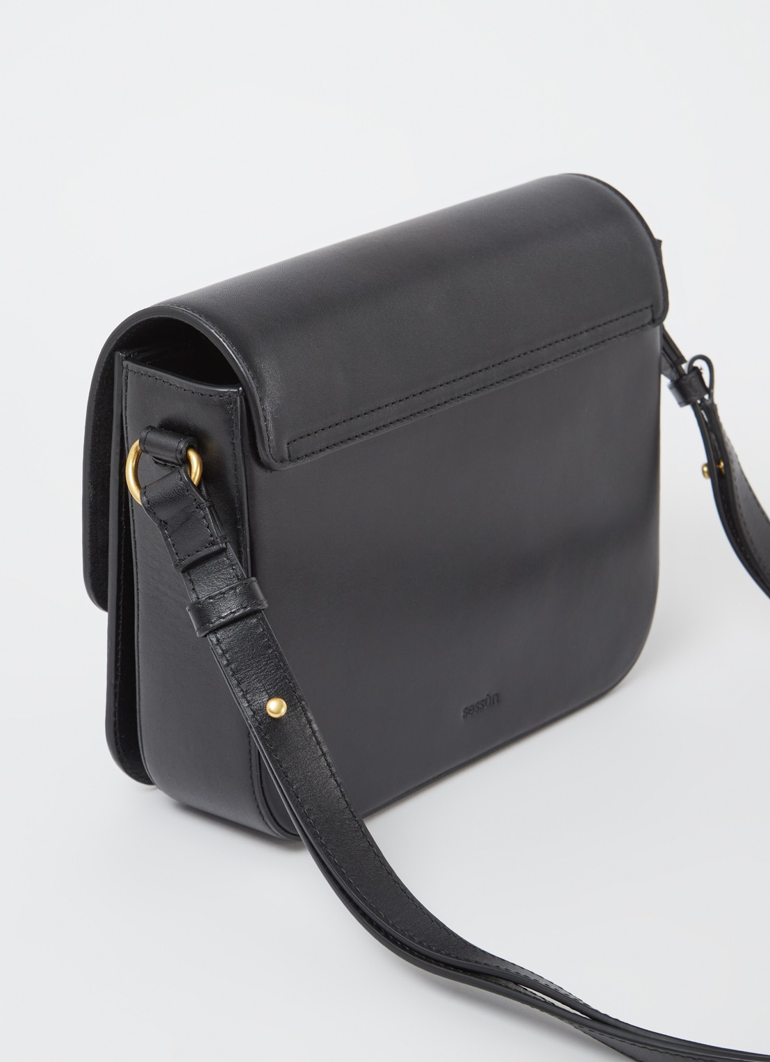 Sessùn Diviluz crossbodytas van leer met verstelbare schouderriem - achterkant 4 zwart