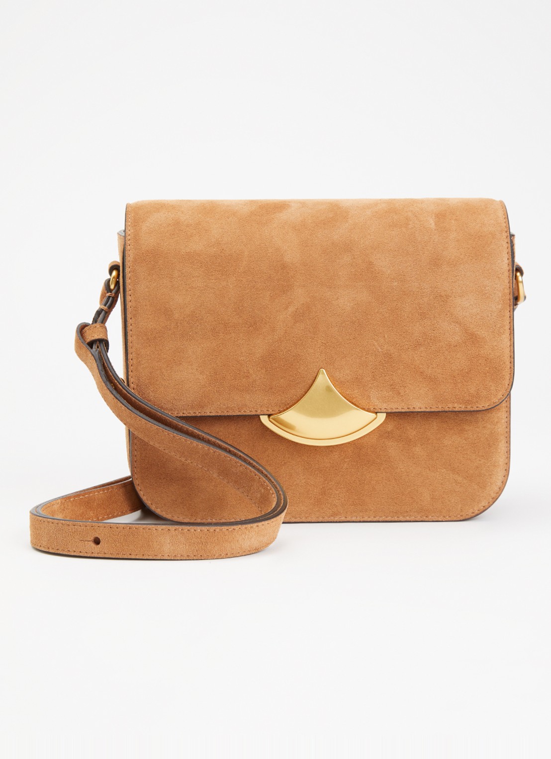 Sessùn Diviluz crossbodytas van leer met verstelbare schouderriem - voorkant cognac