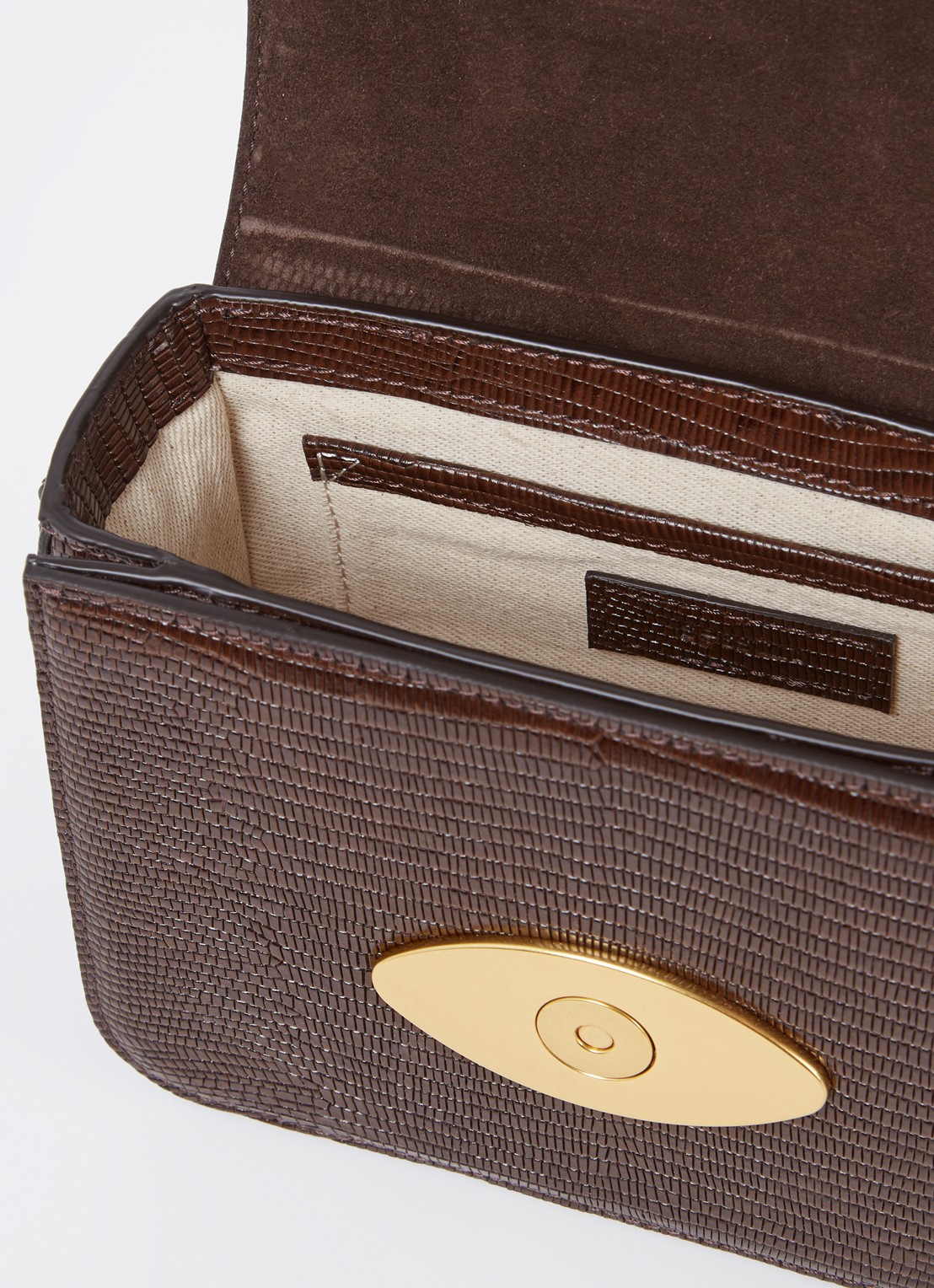 Sessùn Diviluz mimo crossbodytas van leer met crocostructuur - detail donkerbruin
