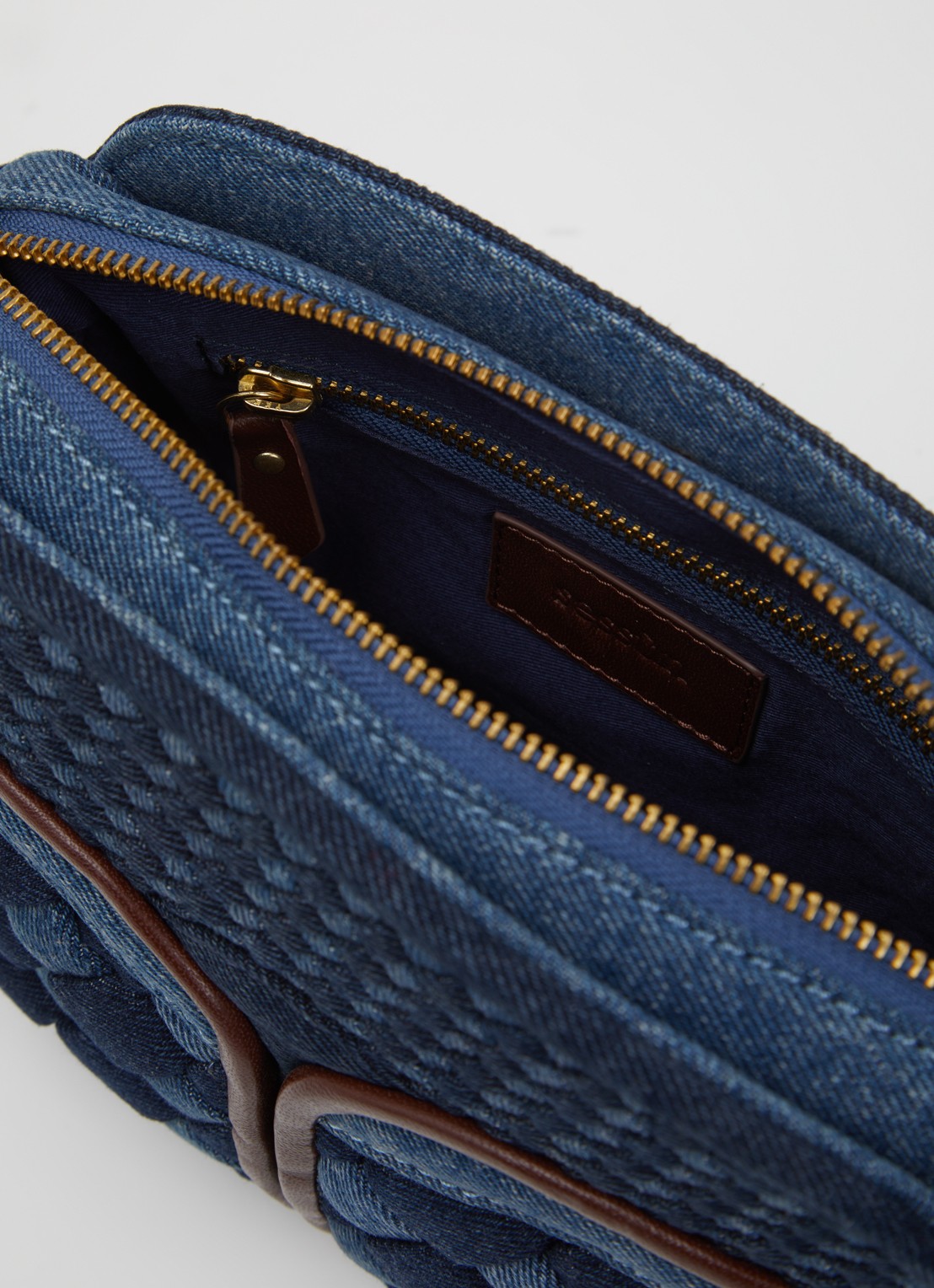 Sessùn Divine Braided crossbodytas met details van lamsleer - detail 3 indigo
