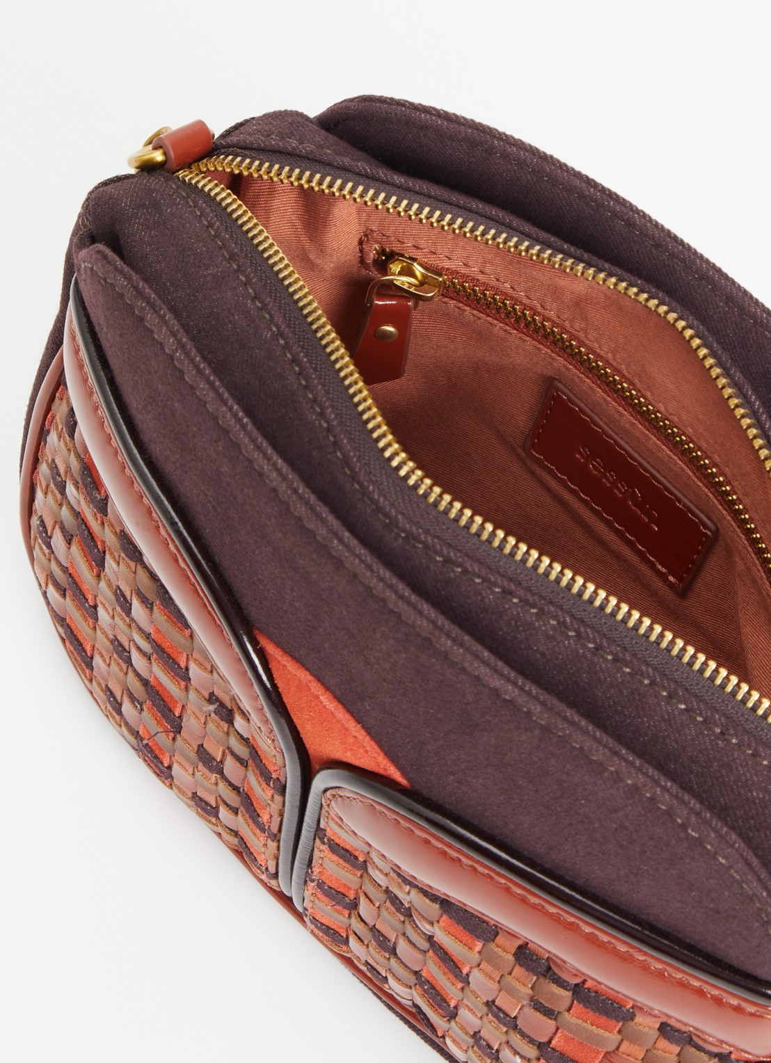 Sessùn Divine crossbodytas met details van lamsleer - detail 3 roodbruin