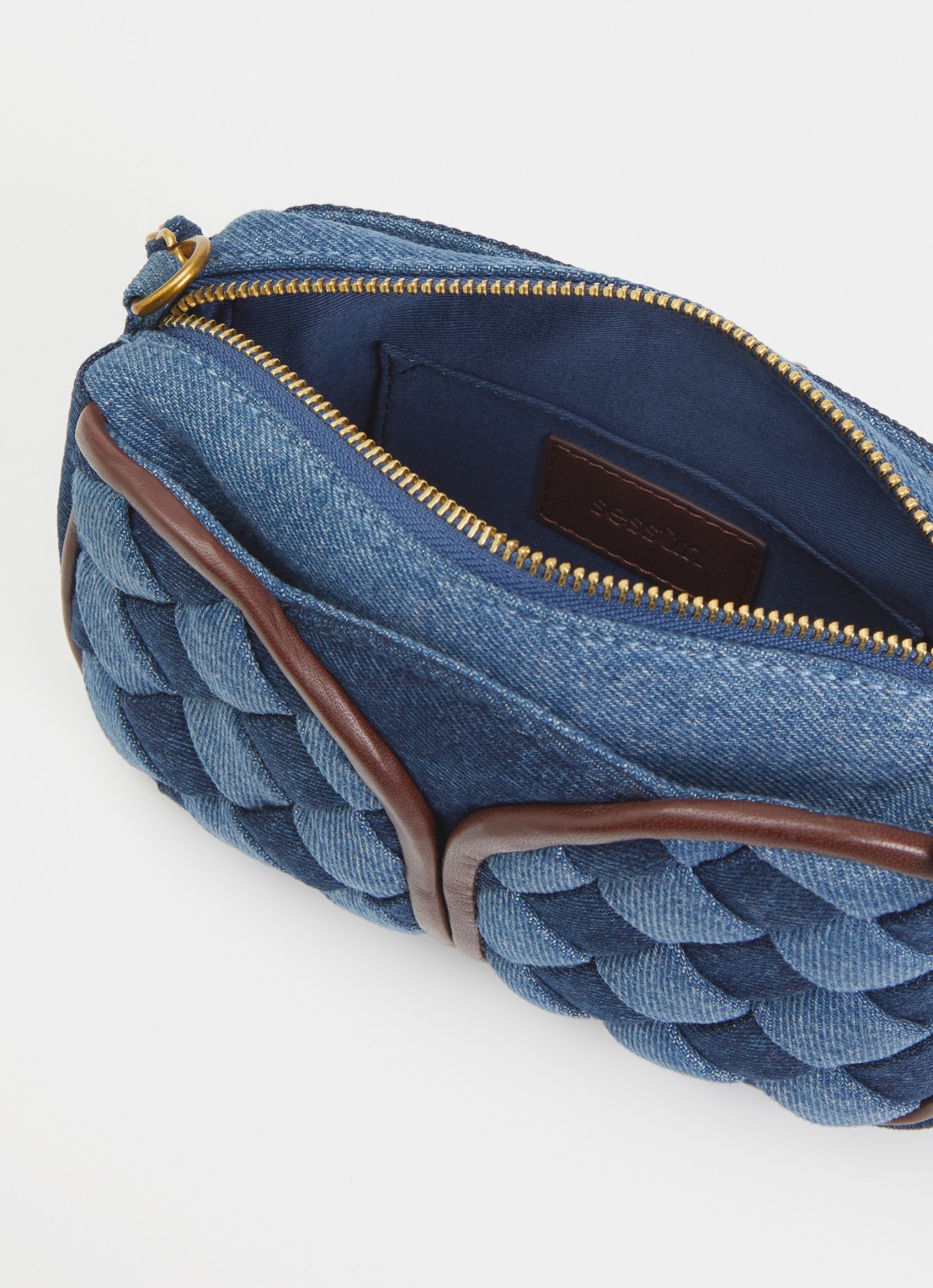 Sessùn Divinou crossbodytas van denim met quilt patroon - detail 2 denim
